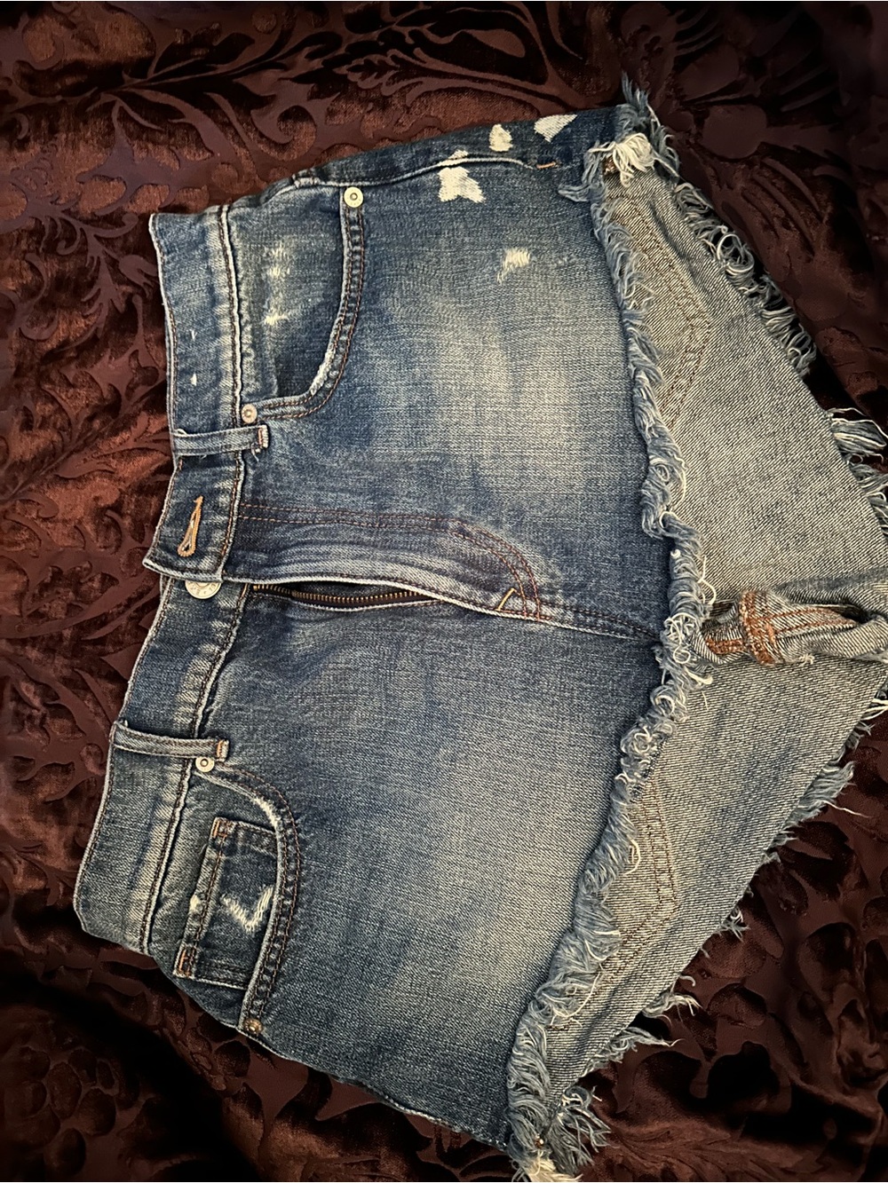 Express Distressed Blue Denim Cutoff Shorts